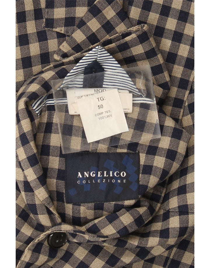 Angelico Veste Blazer 2 Boutons Homme IT 50 Grande Laine Vichy Beige