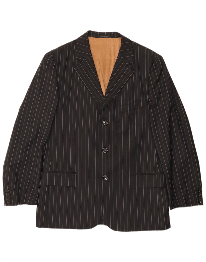 Peter & Sons Veste Blazer 3 Boutons Homme IT 54 2XL Laine Rayée Noir