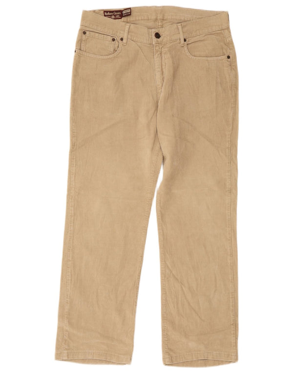 Marlboro Classics Pantalon droit en velours côtelé coupe confort pour homme W34 L28 Beige
