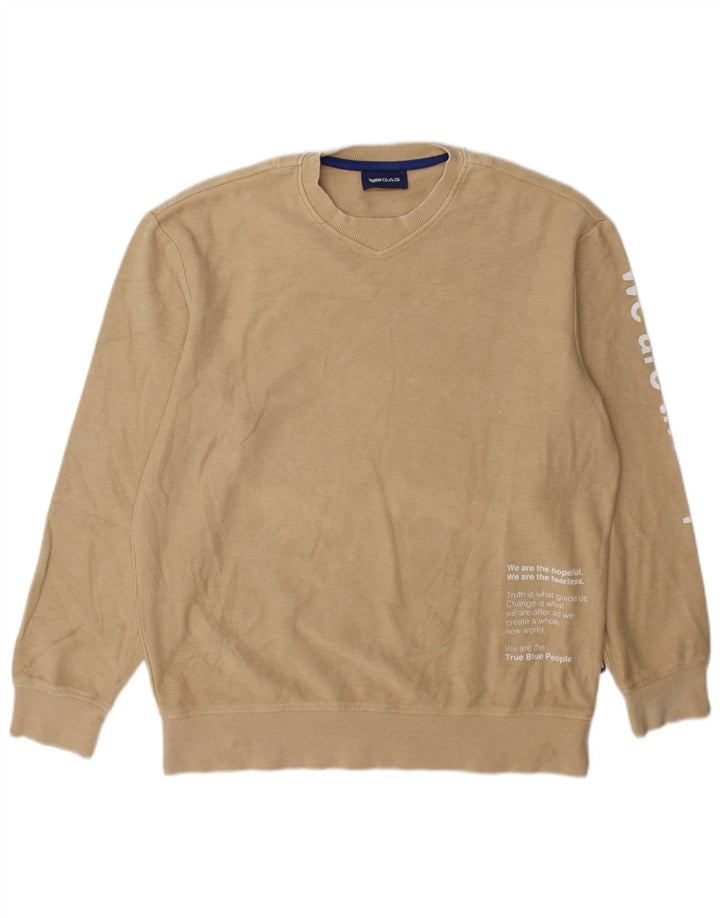 Gas Sweat-Shirt Graphique Homme Coton Beige Moyen