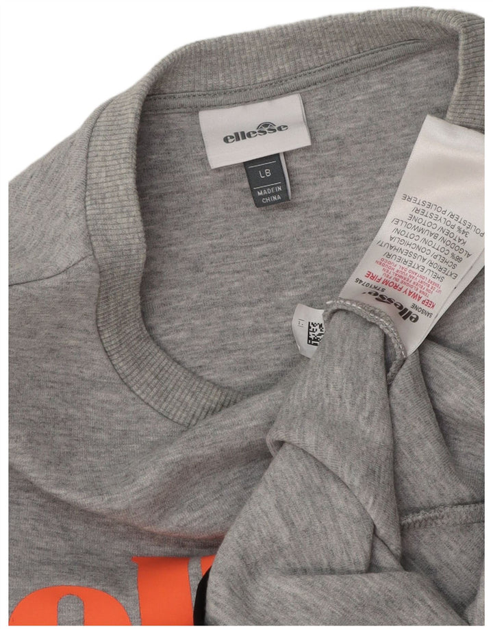 ELLESSE Sweat-shirt graphique pour femme UK 14 Grand coton moucheté gris