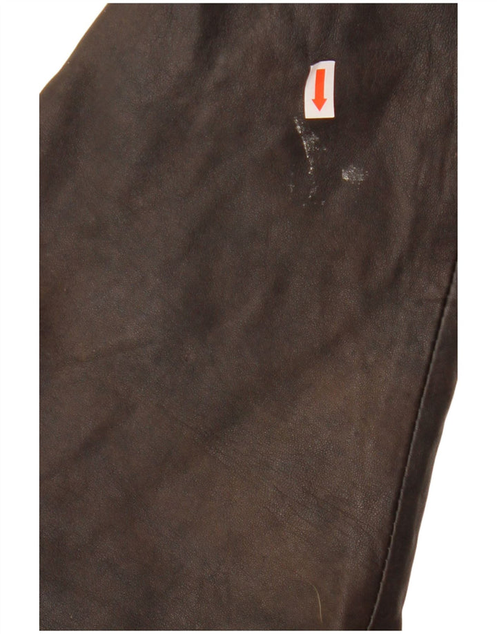 VINTAGE Manteau en cuir à capuche femme EU 38 Cuir marron moyen