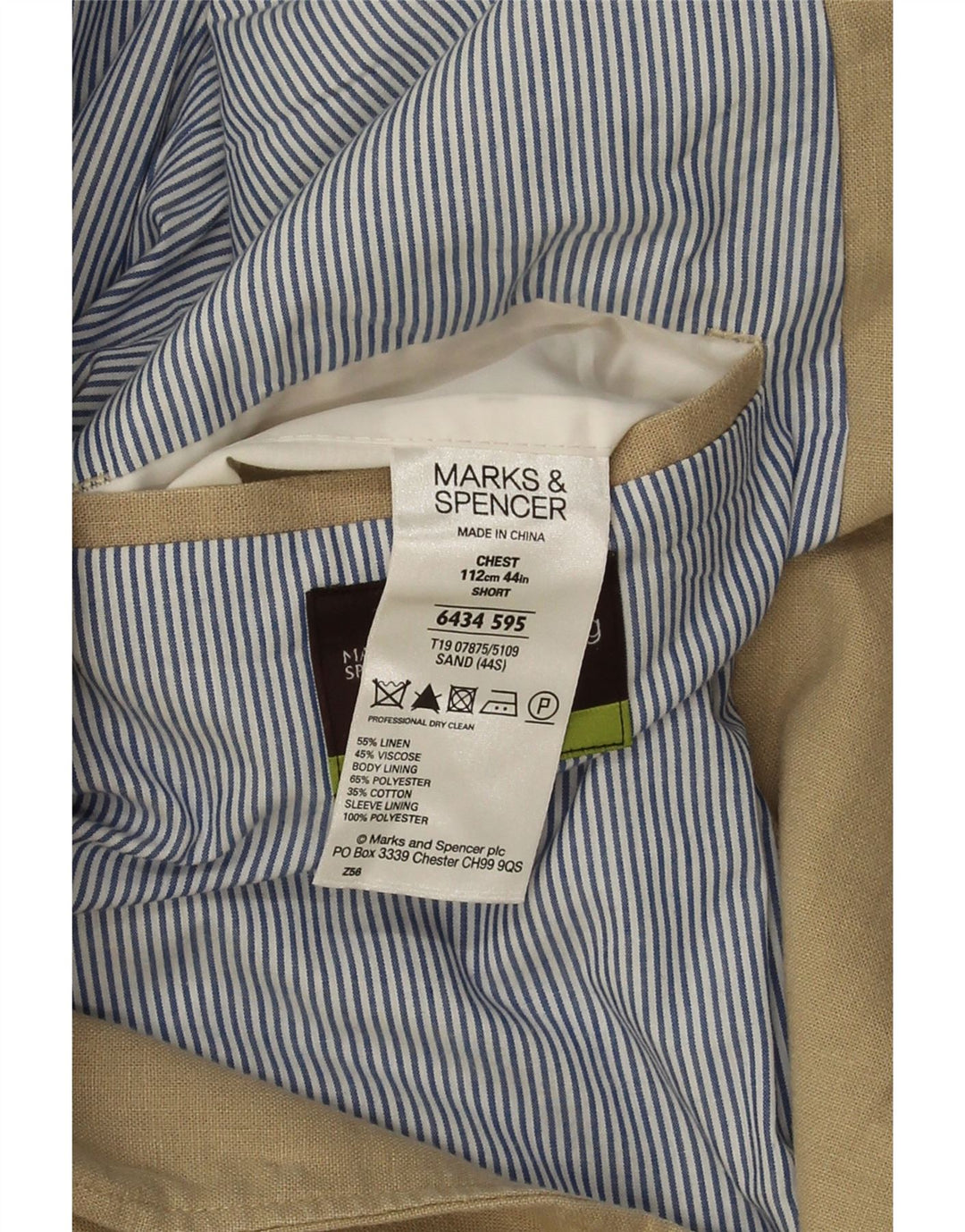 Marks & Spencer Veste blazer à 2 boutons pour homme UK 40 Grand lin beige