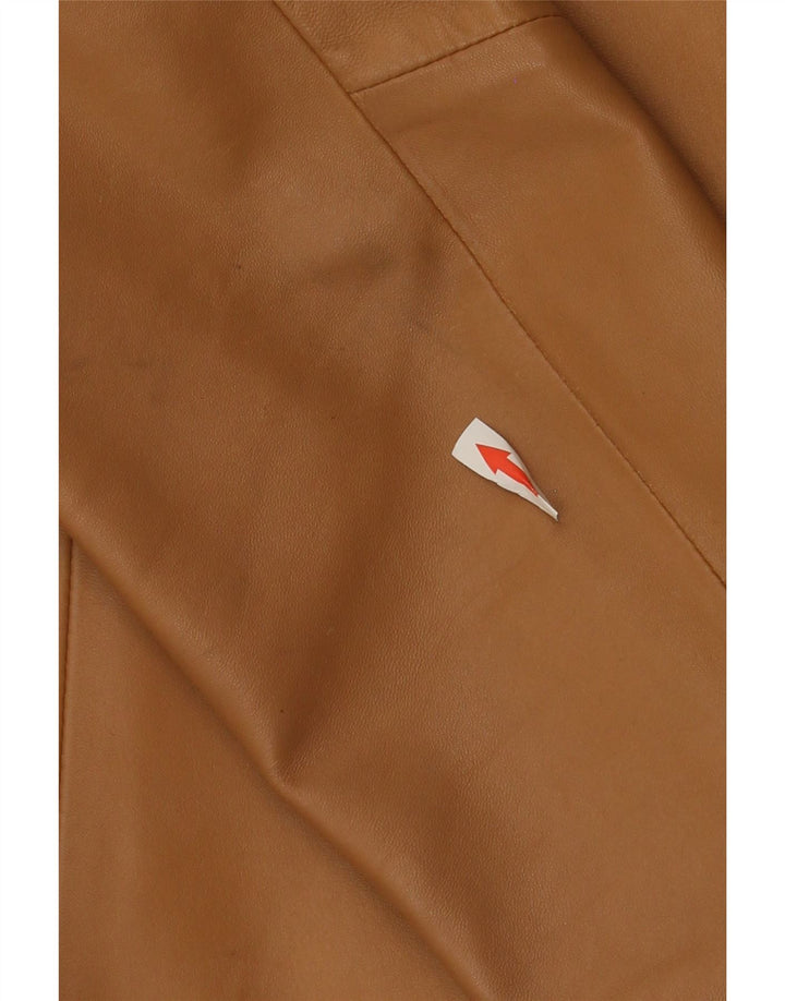 veste en cuir femme vintage IT 46 Grand Marron