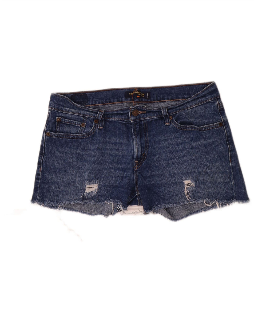 Levi's Short en jean super bas 524 vieilli pour femme US 11 Large W32 Bleu