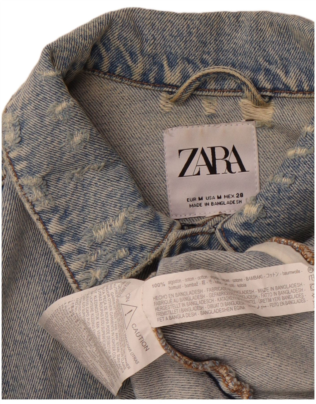 ZARA Veste en jean vieilli pour homme UK 38 Bleu moyen Coton