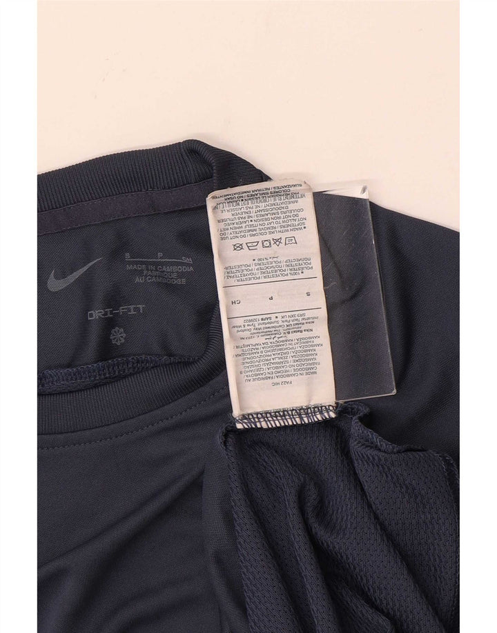 Nike Hommes Dri Fit T-Shirt Haut Petit Bleu Marine Colorblock Polyester