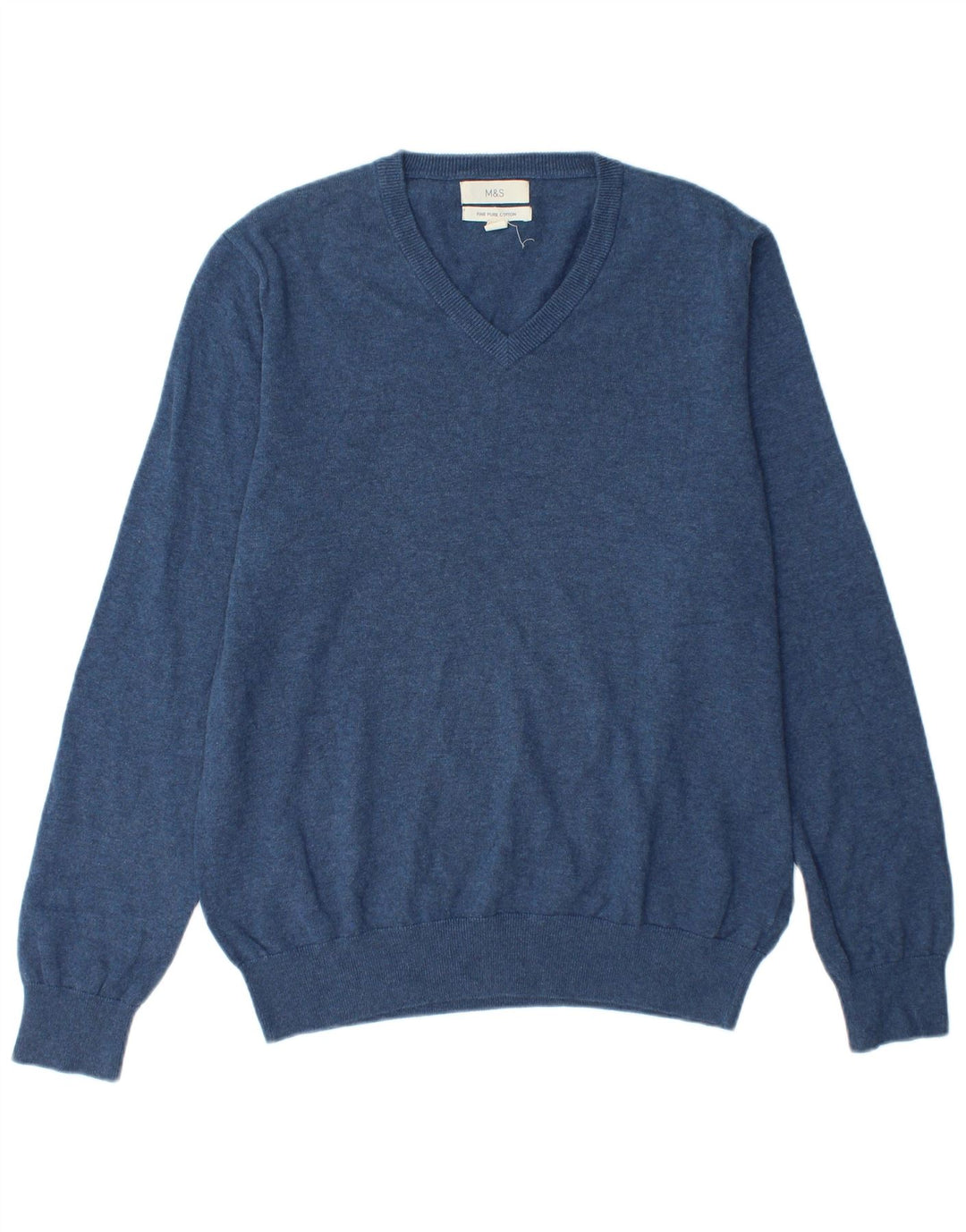 MARKS & SPENCER Pull col V pour homme en coton bleu Taille L