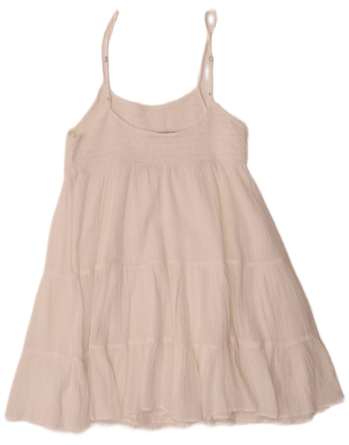 Zara Robe d'été pour femme UK 12 Medium Blanc Polyester