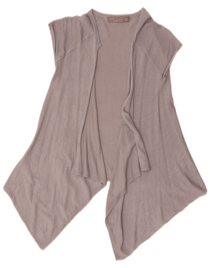 Zara Womens Asymétrique Ouvert Cardigan Top UK 10 Petit Gris