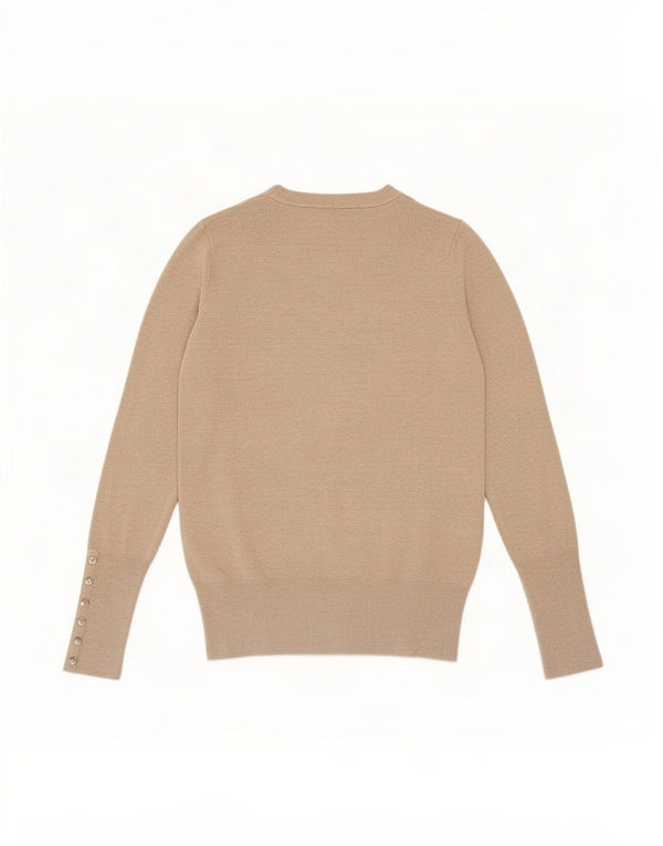 Zara Pull col V pour femme UK 12 Rayonne beige moyen