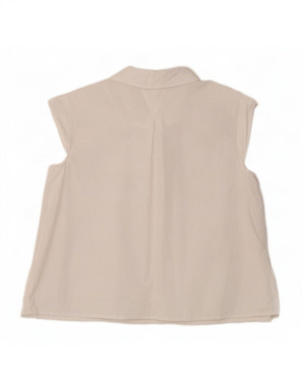 Zara Womens Trafaluc Chemise à manches courtes UK 16 Large Coton Blanc