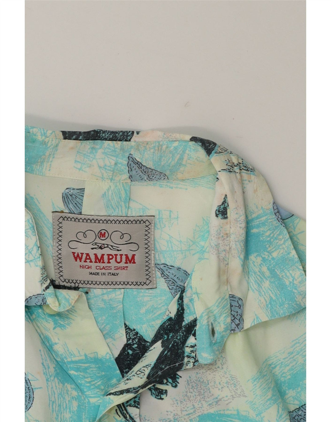 WAMPUM Mens Abstract Pattern Short Sleeve Shirt Medium Blue Vintage Wampum and Second-Hand Wampum from Messina Hembry 