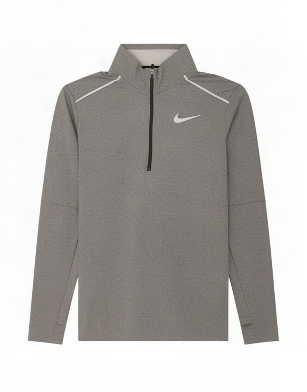 Haut de survêtement Nike Dri Fit Zip Neck pour homme, gris moyen, en polyester
