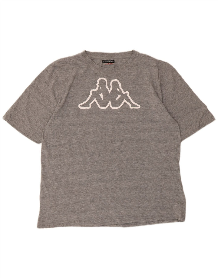 Kappa Mens Graphic T-Shirt Top Large Gris Moucheté Coton