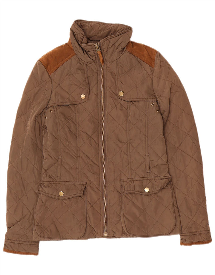 Zara Veste matelassée pour femme UK 10 Small Marron Polyester
