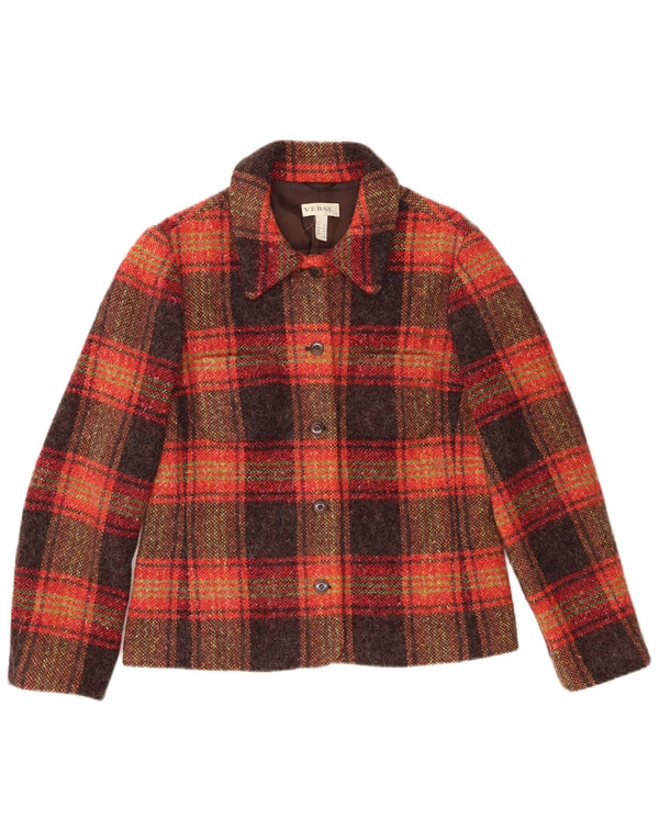 Verse Veste blazer à 5 boutons pour femme UK 14 en laine à carreaux marron