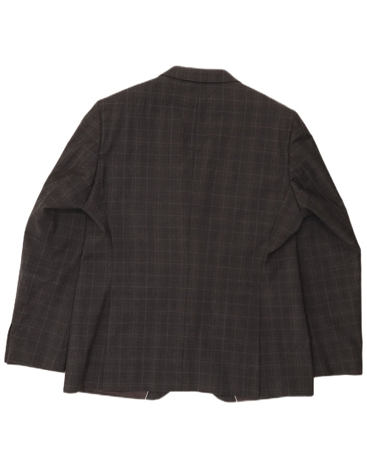Hugo Boss Veste blazer à 2 boutons pour homme EU 56 3XL Gris à carreaux en laine