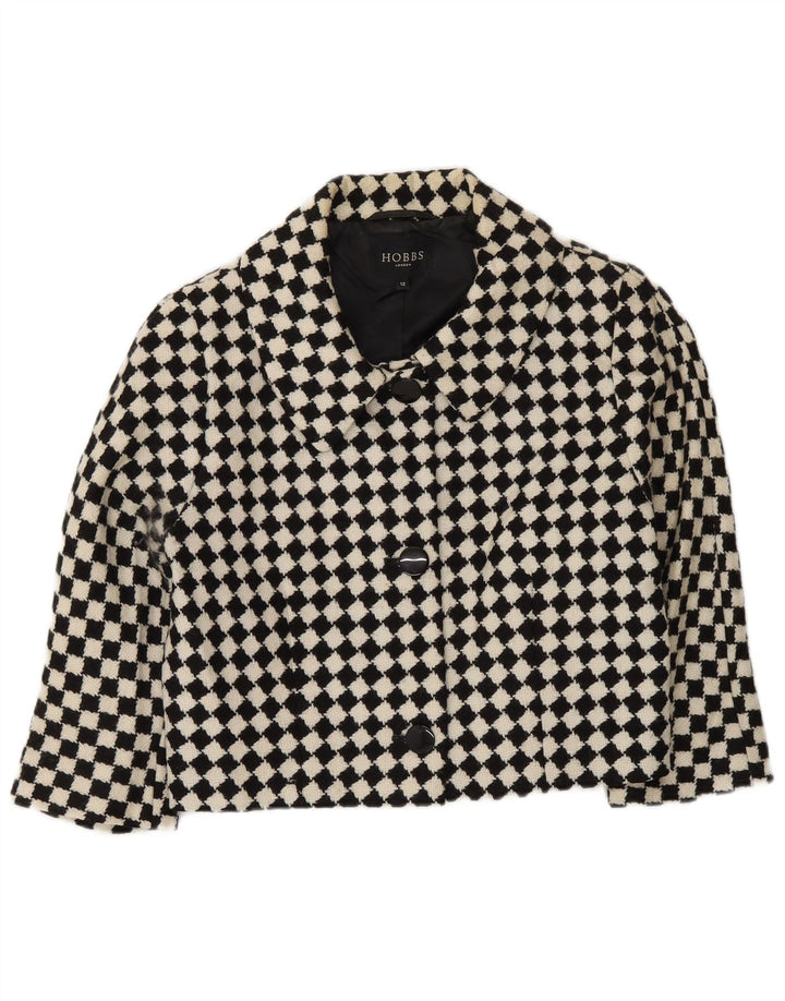 Hobbs Veste Boléro à Manches 3/4 pour Femme UK 12 Laine Géométrique Noir Moyen