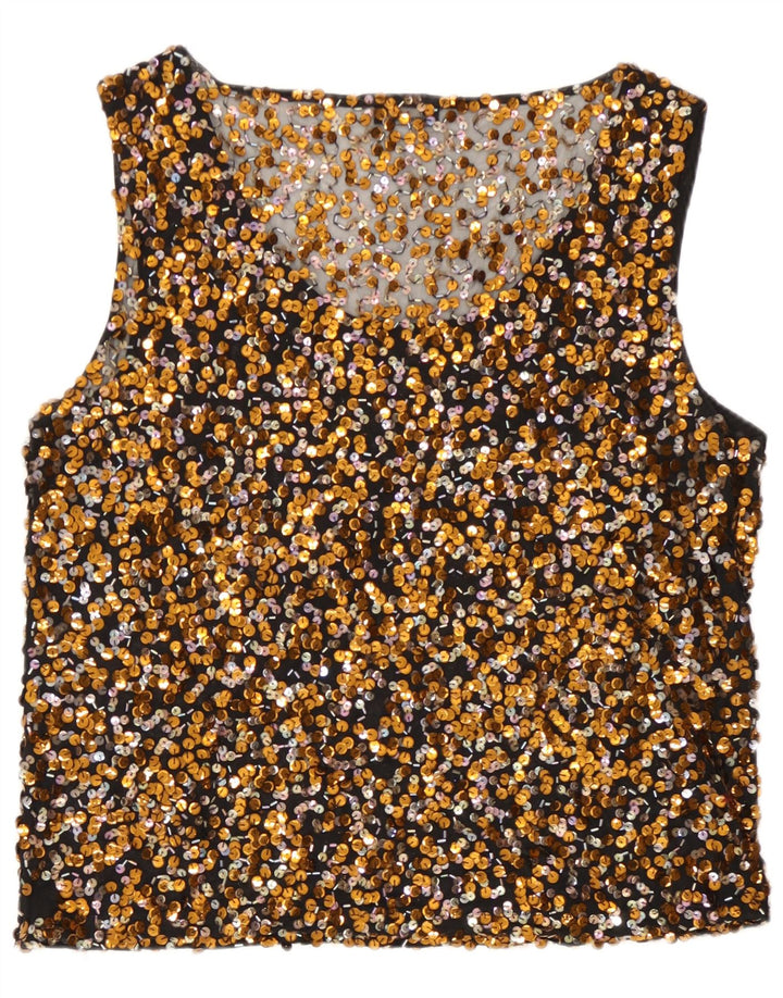Vera Mont Chemisier à sequins pour femme UK 16 Large Doré