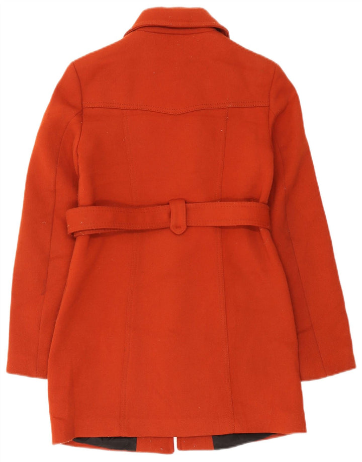 Zara Manteau Femme UK 10 Petit Orange Polyester