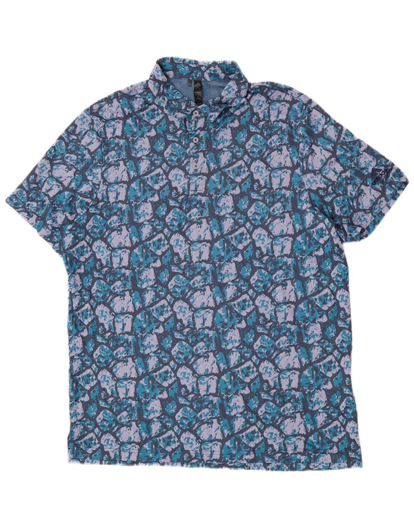 Adidas Polo à motif abstrait pour homme XL Bleu Polyester