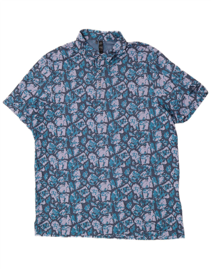 Adidas Polo à motif abstrait pour homme XL Bleu Polyester
