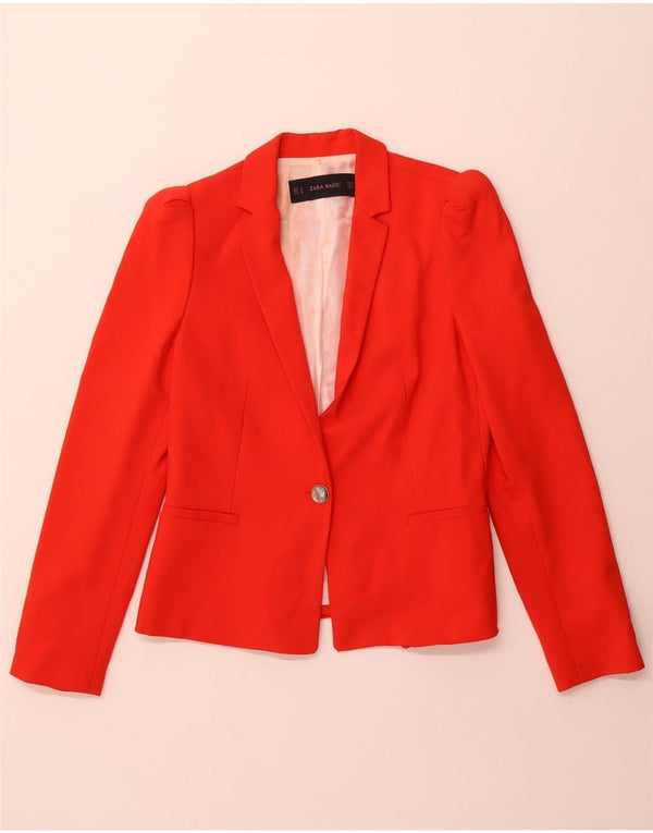 Zara Womens 1 Button Blazer Jacket UK 38 Medium Red Acetate