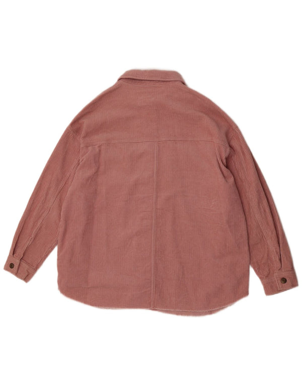 Zara Chemise surdimensionnée en velours côtelé pour femme UK 14 Coton rose moyen