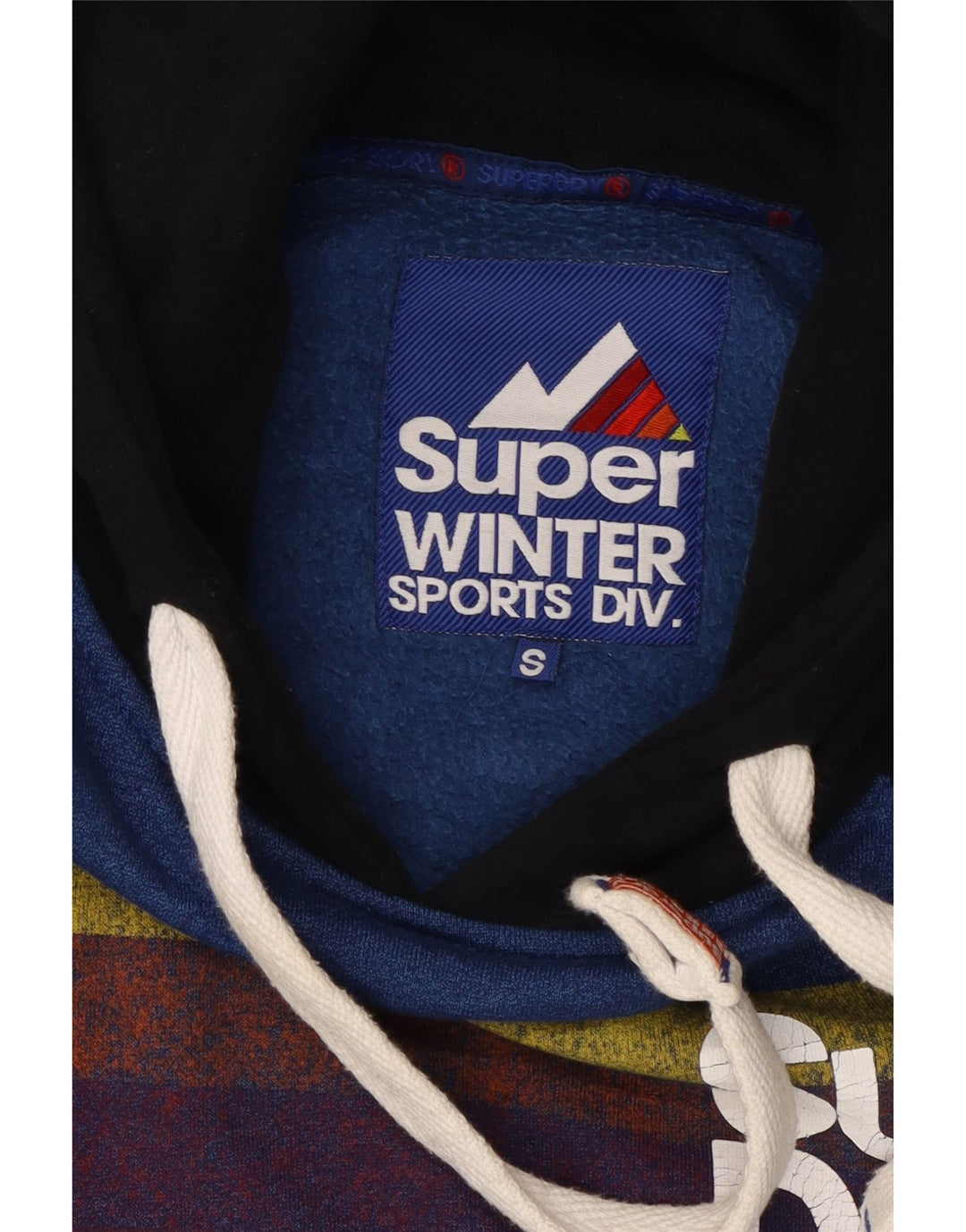 SUPERDRY Pull à capuche graphique pour hommes, petit coton color block bleu