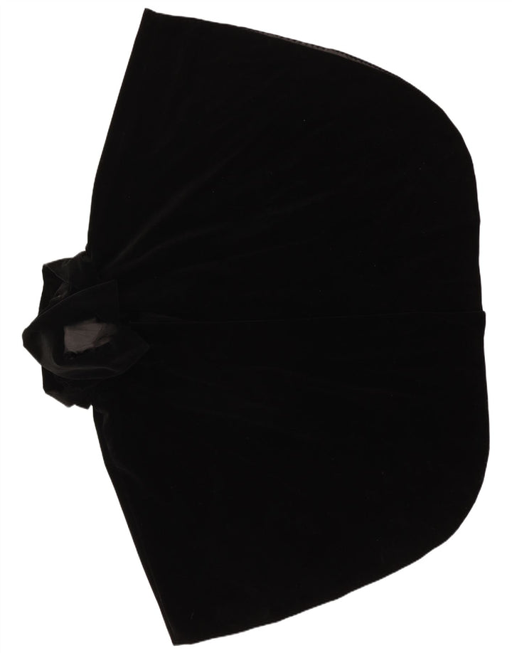 vintage Femmes Ouvert À Capuchon Poncho Manteau Taille Unique Noir