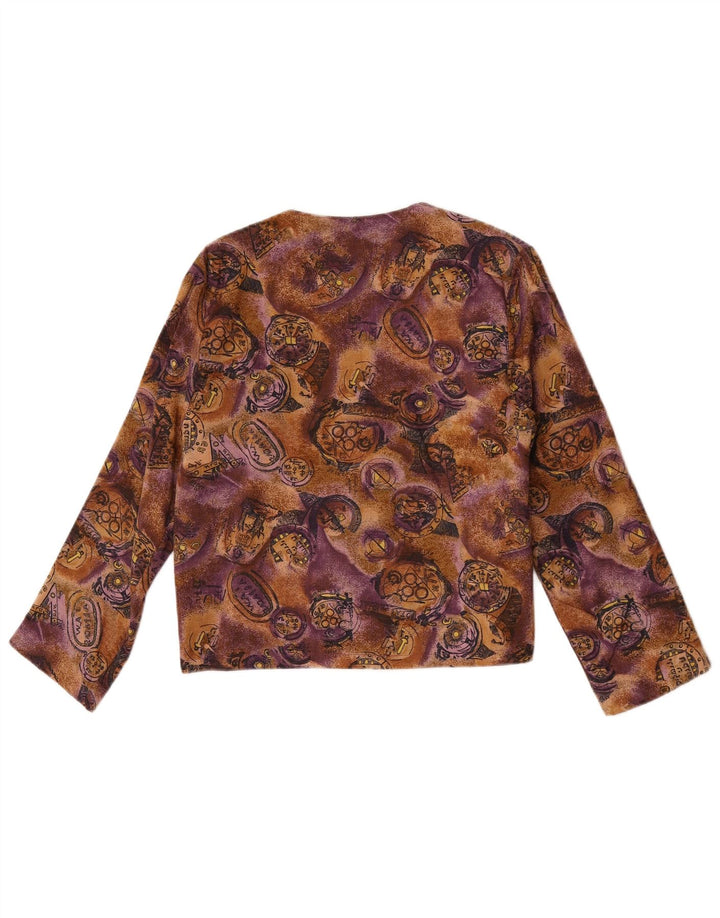 vintage Femme Cardigan Top UK 10 Petite Viscose Multicolore