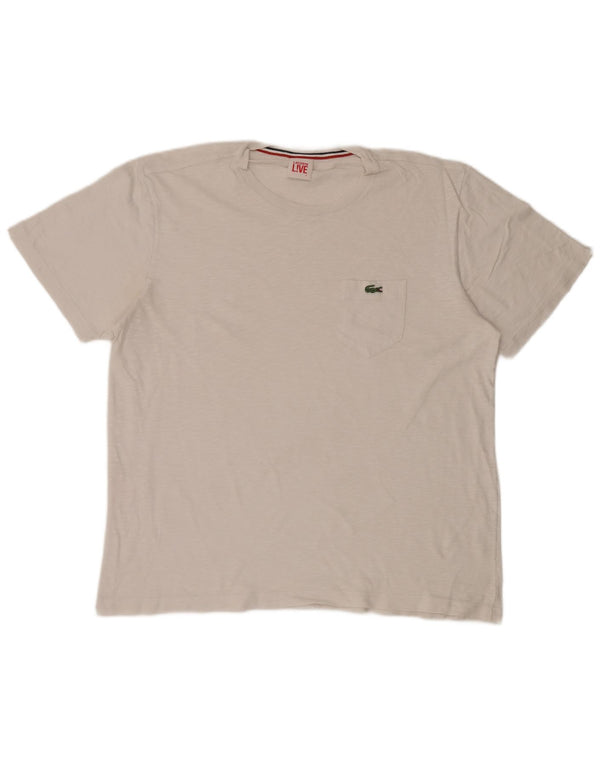 Lacoste T-Shirt Homme Top Taille 7 2XL Coton Moucheté Blanc
