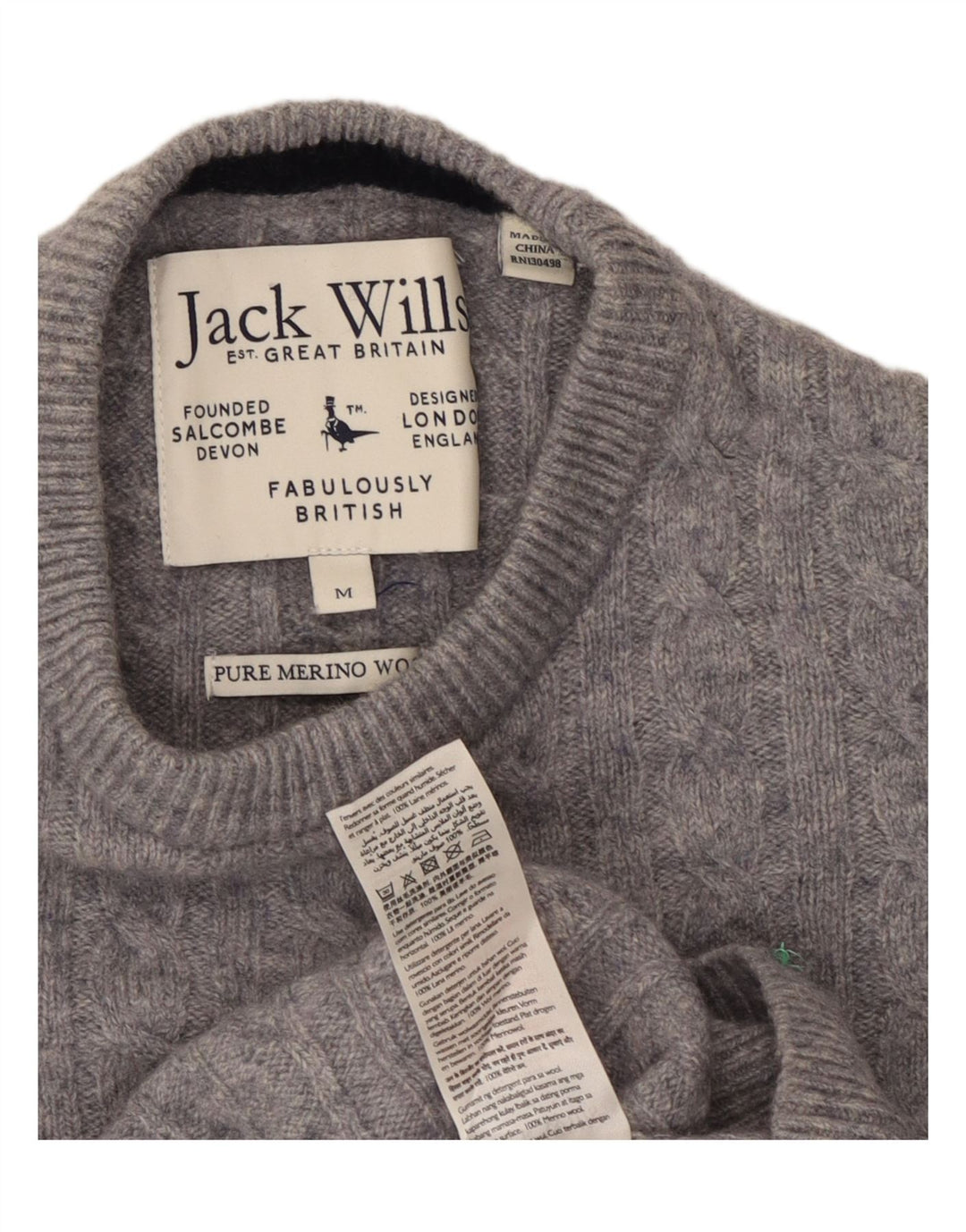 Jack Wills Pull à col rond pour femme UK 14 Laine mouchetée gris moyen