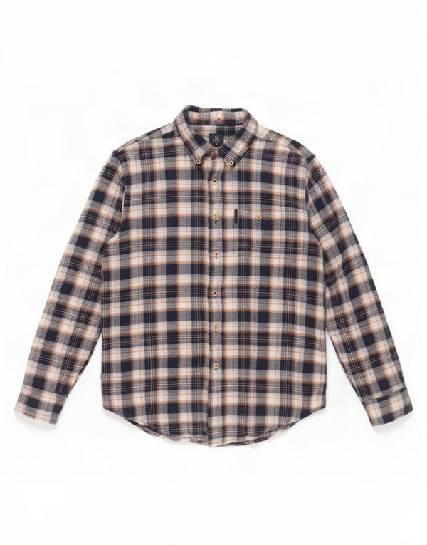 Ben Sherman Chemise en flanelle pour homme à carreaux bleus