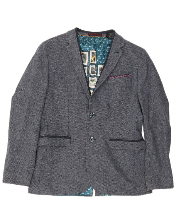 Ted Baker Veste blazer à 2 boutons pour homme Taille 4 Grand chevrons bleu marine