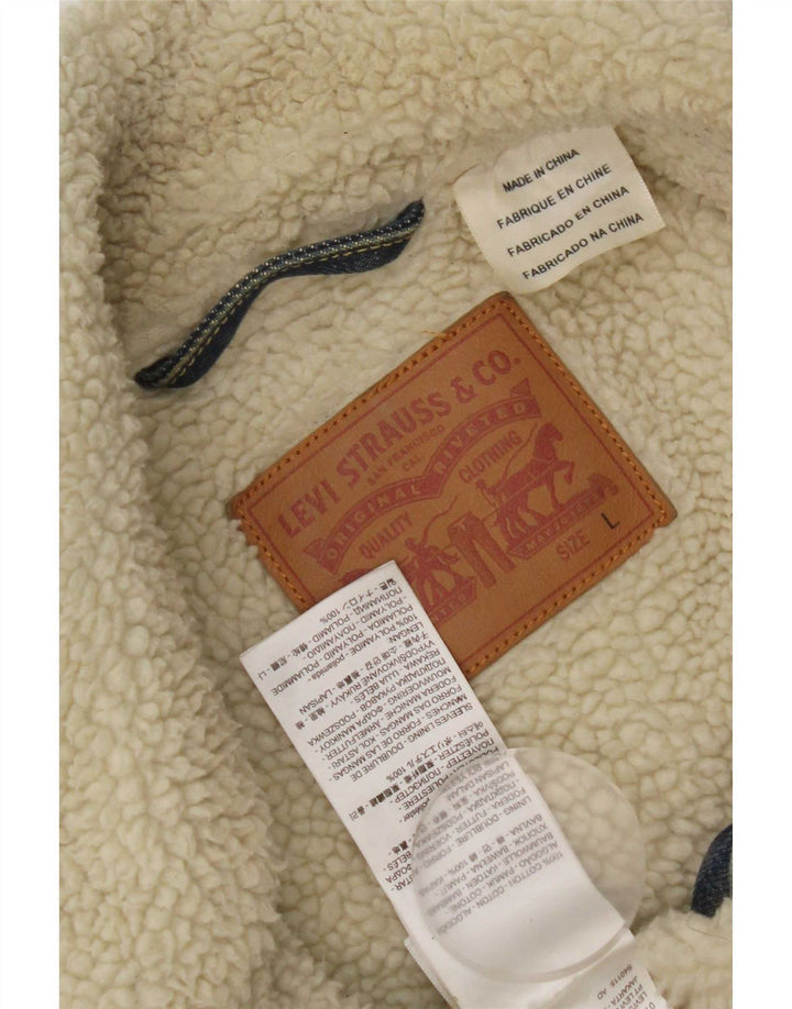 Levi's Veste Sherpa en jean pour homme UK 40 Large Bleu Coton