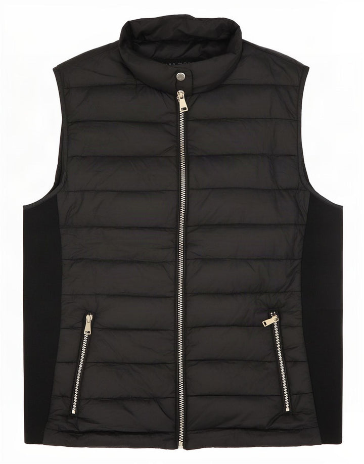 Zara Femme Gilet Rembourré UK 12 Moyen Noir Polyester