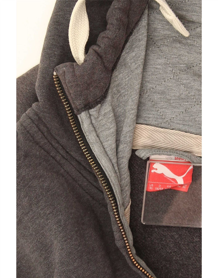 Puma Sweat à capuche zippé pour homme XL Gris à carreaux