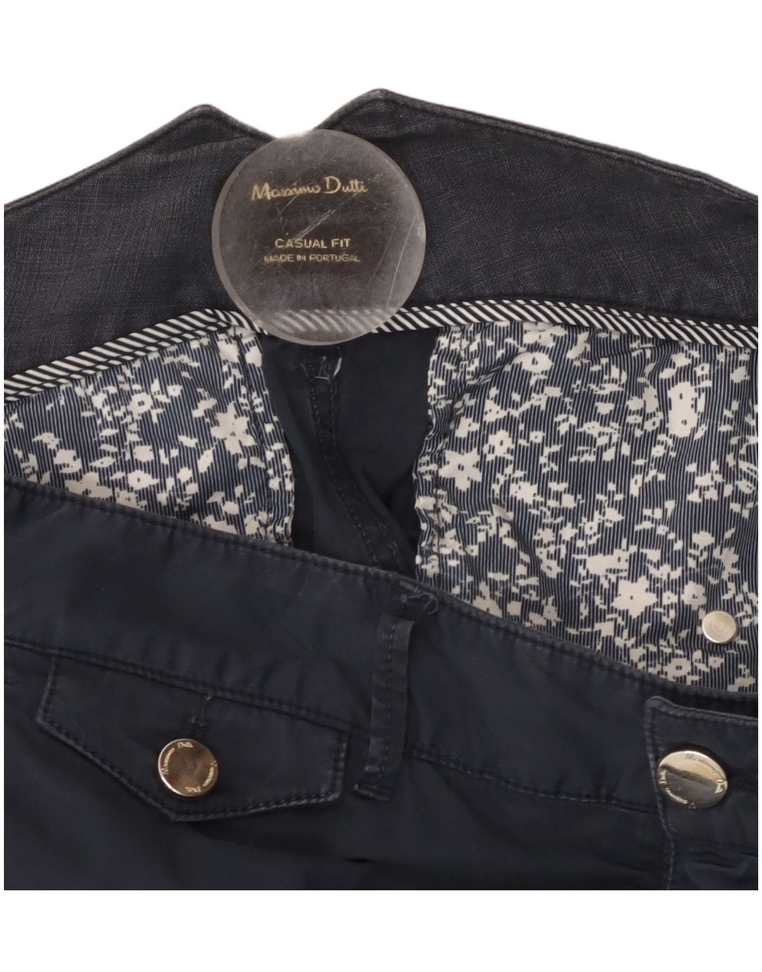 MASSIMO DUTTI Pantalon Chino Slim Coupe Décontractée Femme W32 L29 Bleu Marine