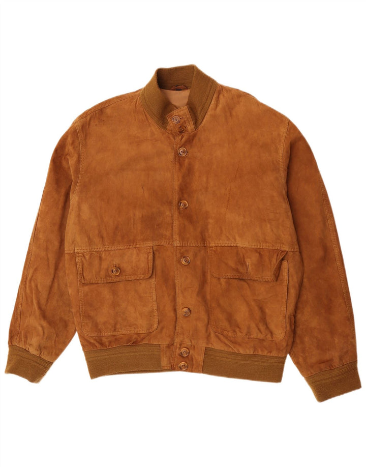 Veste Bomber En Daim Vintage Homme IT 54 2XL Beige