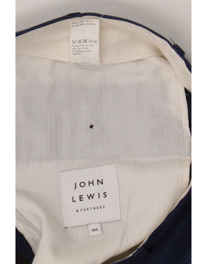 John Lewis Pantalon de costume droit pour homme W36 L28 en laine à carreaux bleu