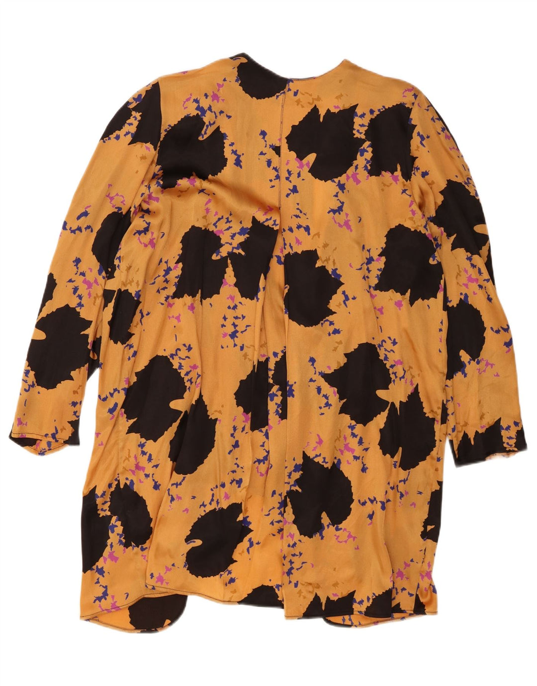 vintage Femmes Motif Abstrait Cardigan Top IT 48 XL Jaune Polyester