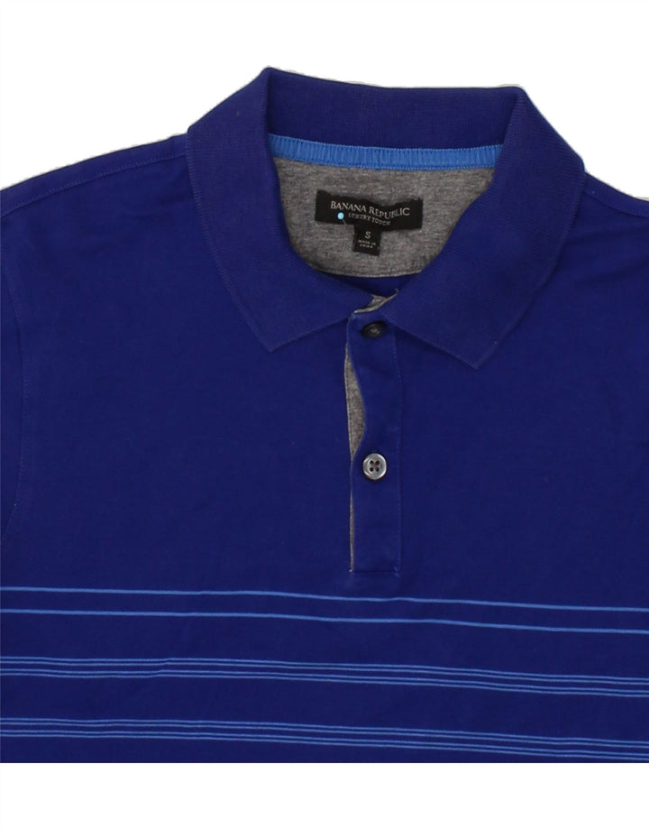 BANANA REPUBLIC Mens Polo Shirt Small Blue Striped Vintage Banana Republic and Second-Hand Banana Republic from Messina Hembry 