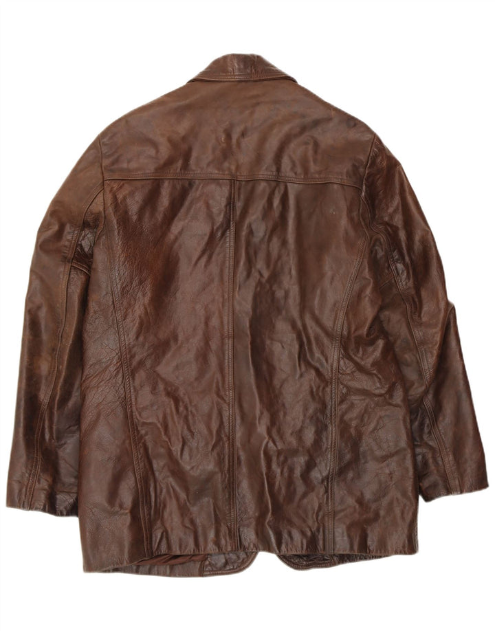 VINTAGE Veste en cuir homme UK 42 XL Cuir marron