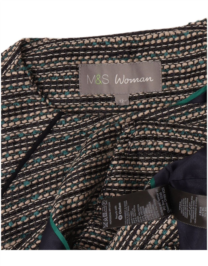 Marks & Spencer Veste blazer courte pour femme UK 12 Acrylique rayé gris moyen