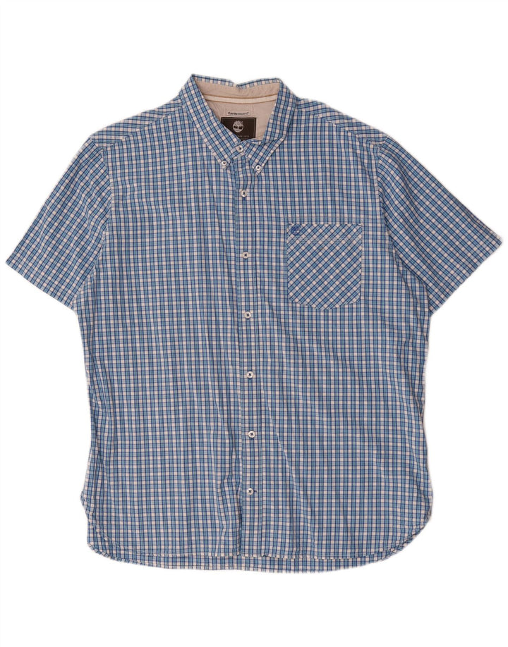 Timberland Chemise à manches courtes Earthkeepers pour homme Coupe régulière 2XL Bleu à carreaux