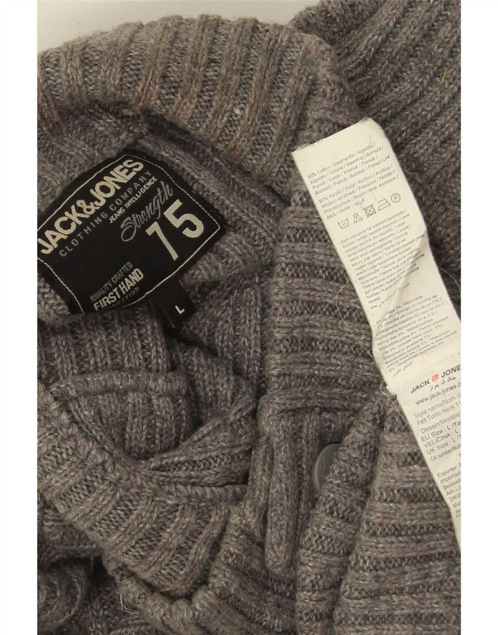 Jack & Jones Pull à col boutonné pour homme en coton gris Taille L