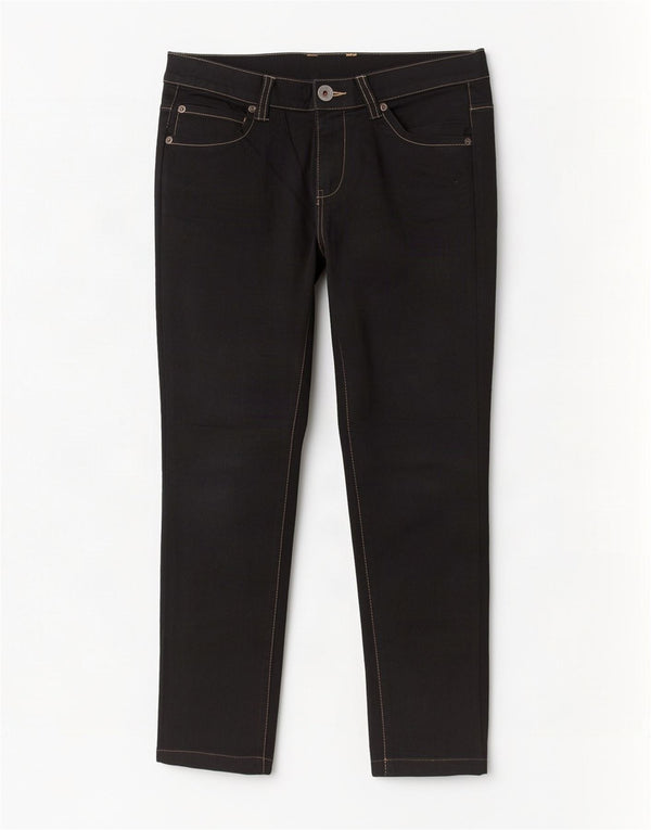Benetton Jean Slim Court Femme IT 46 Large W34 L25 Coton Noir