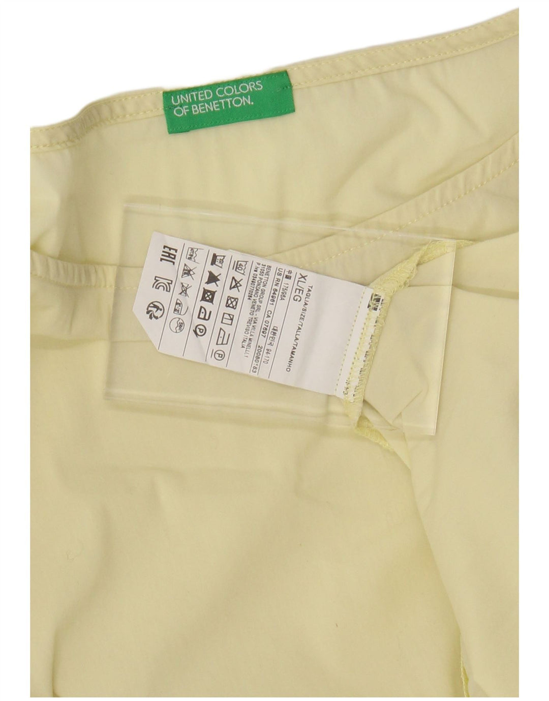 BENETTON Chemisier chauve-souris pour femme UK 18 XL Jaune Coton